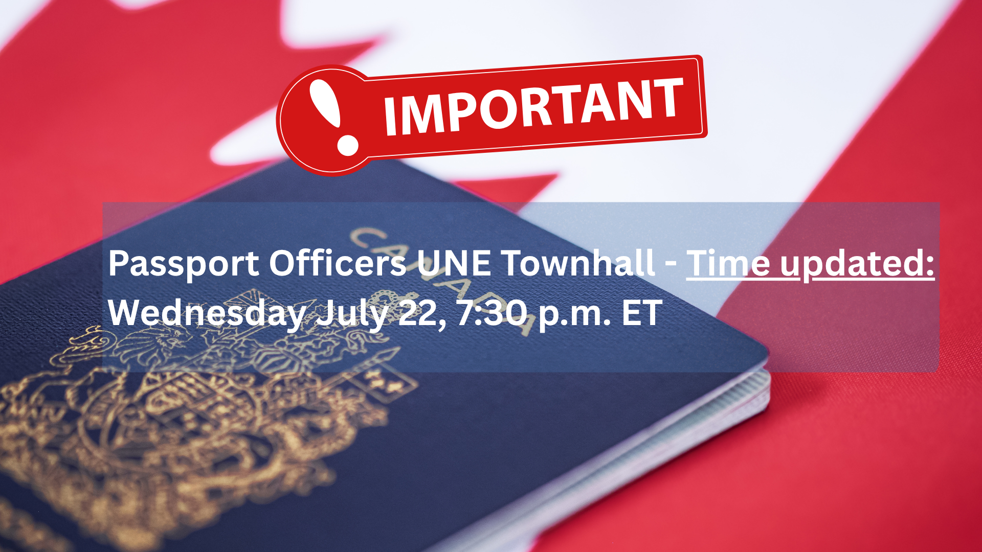 Time Update – Passport Officers UNE Town Hall